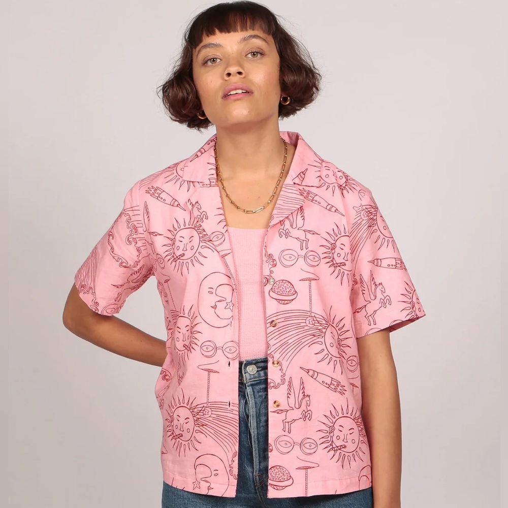 Funky Design Button short sleeve Top